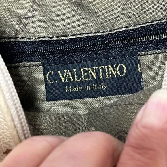 Vintage C  Valentino Leather Monogrammed Shoulder Bag Beige Tan - Picture 4 of 7